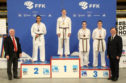 Forte consonance provençale sur le podium des -68kg, avec le titre pour la championne d'Europe Alizée Agier passée par le Spartan KC de Marseille, devant l'Arlésienne Assia Oukhattou et la Phocéenne Laurie Thiébault (à droite).
